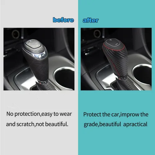 Vista 3 de Funda protectora de piel auténtica automática para palanca de cambios para Chevrolet Equinox Malibu Chevy Accesorios (rojo)