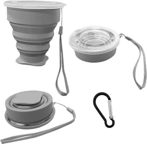 Vista 9 de Collapsible Cup - Silicone Foldable Cup-Expandable Folding Drinking Cup -Reusable Portable Mugs Cup For Travel, Camping, Hiking, Survival, Car