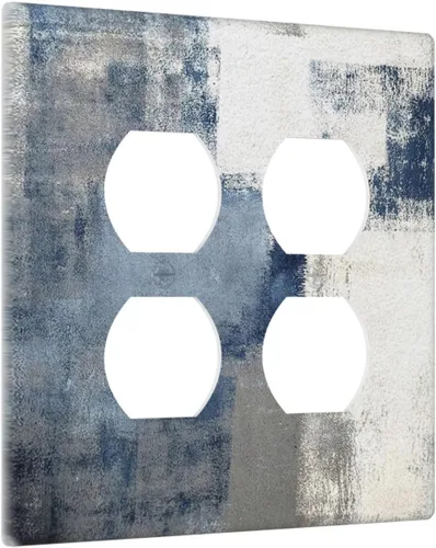 Vista 101 de Placa de Interruptor de Luz de Palanca Única Abstracta en Negro, Blanco y Gris, Cubierta de Tomacorriente, Placa de Pared Decorativa de Un