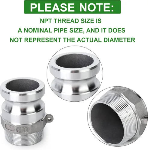Vista 4 de TAISHER 2 accesorios de manguera de aluminio tipo F global, enchufe de 1 pulgada x 1 pulgada NPT macho