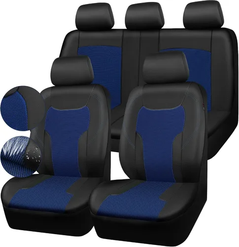 Vista 10 de CAR-GRAND Fundas de asiento de automóvil de cuero solo delanteras, fundas de asiento de malla de aire transpirable, protector de asiento universal