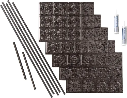 Vista 14 de FASÄDE Kit de protector contra salpicaduras decorativo de vinilo estilo tradicional/patrón 1 de 15 pies cuadrados en bronce antiguo
