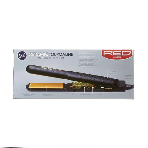 Vista 3 de Kiss Products Plancha plana profesional de turmalina de cerámica roja, 0.75 pulgadas, 1 libra