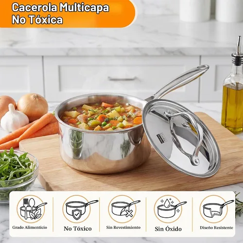 Vista 4 de Cocineros Standard Olla con múltiples capas de acero inoxidable (3 qt), Acero inoxidable