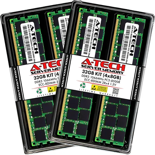 Vista 41 de A-Tech 4GB DDR3 1333MHz PC3-10600R ECC RDIMM 1Rx4 Rango único 1.5V Registrado DIMM 240-Pin Módulo de actualización de memoria RAM de servidor 1