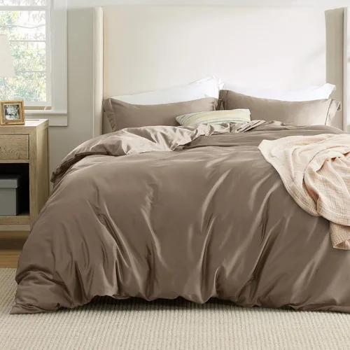 Vista 11 de Bedsure Funda de edredón tamaño Queen, absorbe la humedad, juego de funda de edredón híbrido de algodón de eucalipto lyocell sedoso para personas