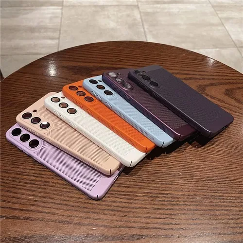 Vista 2 de Funda de disipación de calor de cubierta completa para Samsung Galaxy S23 S22 S21 Plus Ultra 5G, transpirable, rejilla dura, cubierta de Negro