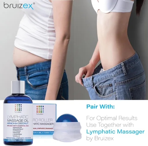 Vista 8 de Aceite de masaje de drenaje linfático con aceite de árnica y coco para recuperación poscirugía y masajeador de drenaje linfático, liposucción, 360