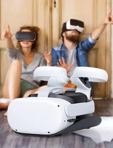 Vista 5 de PHNIXGAM Base de carga compatible con Oculus Quest 2Meta Quest 2, carga auriculares VR y controlador simultáneamente, con 2 baterías recargables
