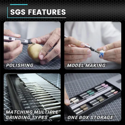 Vista 6 de AM ARROWMAX - Bolígrafo de grabado eléctrico, 42 puntas con estuche de aluminio, control de movimiento inteligente, OLED, Bluetooth, aplicación