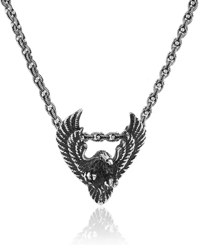 925K Sterling Silver Eagle Necklace,Men İnitial Necklace,Engraved Necklace for Men,Men Necklace,Gift for Him,Gift for Her