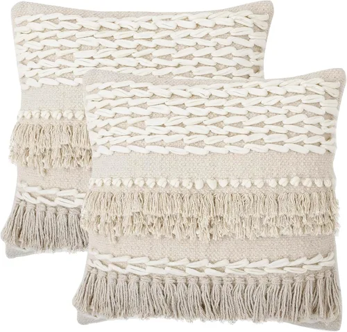 Vista 12 de REDEARTH · Fundas de Cojines Decorativos con Mechones - Fundas Decorativas Tejidas con Textura Boho para Sofá, Cama, Casa de Campo, Silla, Patio