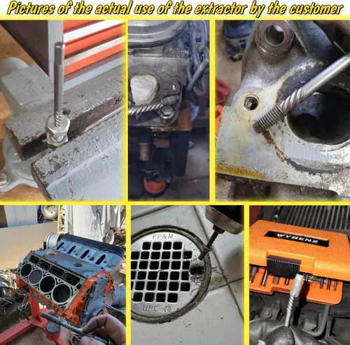 Vista 2 de Juego de 5 extractores de tornillos, juego de extractor de pernos de flauta en espiral, juego de extractor de pernos Cr-MO Easy Out para quitar