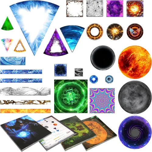 Vista 10 de CZYY Juego de 15 plantillas de hechizos de área de efecto, marcadores de daño AOE con cubo, cono, círculo y línea, accesorios compatibles