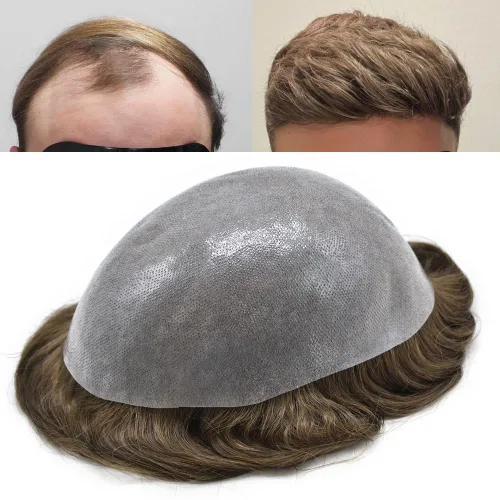 Vista 54 de Pieza de cabello humano real para hombre, cabello humano real, extensiones para hombres, cabello natural, sistema de reemplazo de piezas de cabello