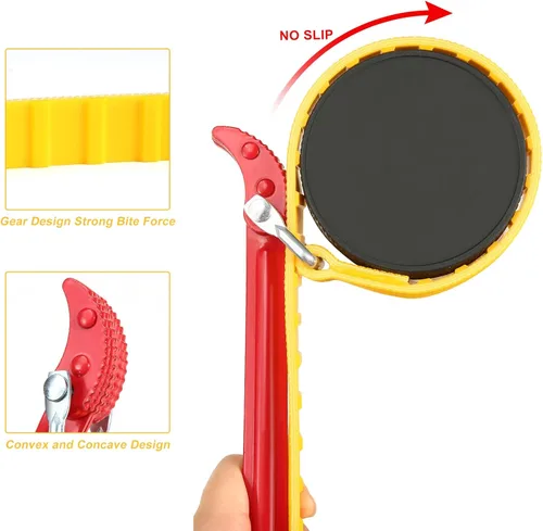 Vista 6 de Llave de correa de cinturón de 8 pulgadas, llave de correa ajustable multifuncional con mango de acero para reemplazar el filtro de agua, juntas