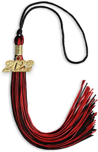 Vista 145 de Endea Graduation - Borla de doble color mixto con fecha dorada (negro/dorado antiguo, 2021)