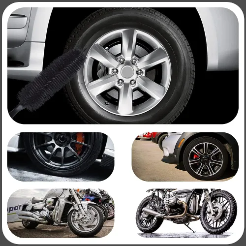 Vista 4 de Limpiador de cepillo para radios de rueda de automóvil, color negro, 11.8 pulgadas de longitud