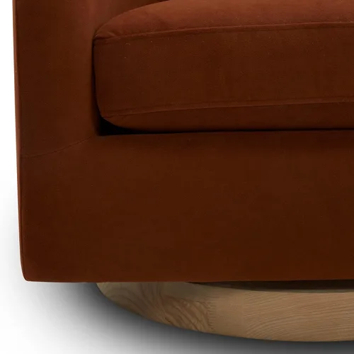 Vista 9 de CHITA Silla Giratoria de Acento, Silla Barrel Tapizada en Terciopelo con Certificación FSC para Sala de Estar, Completamente Ensamblada, Naranja