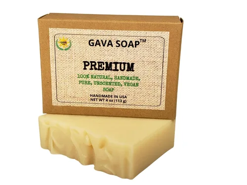 Vista 2 de Jabón vegano totalmente natural, hecho a mano, sin perfume. Aceite de oliva, 100% puro. Juego de 3 barras.