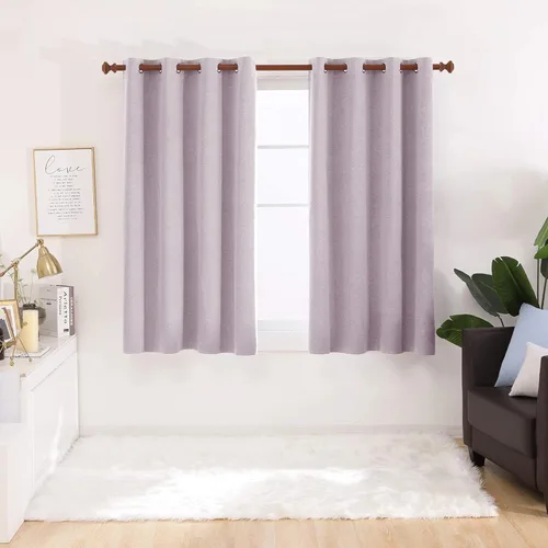 Vista 42 de Deconovo Cortinas totalmente opacas de lino, cortinas de oscurecimiento de habitación con ojales para dormitorio, sala de estar, habitación