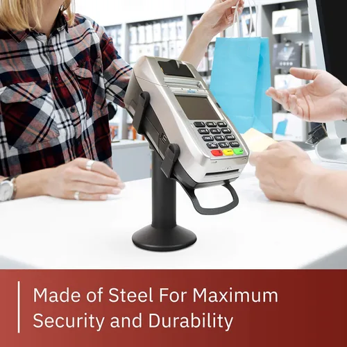 Vista 4 de DCCStands - Soporte giratorio e inclinable para terminales POS FD130 / FD150, atornillado y adhesivo, color negro