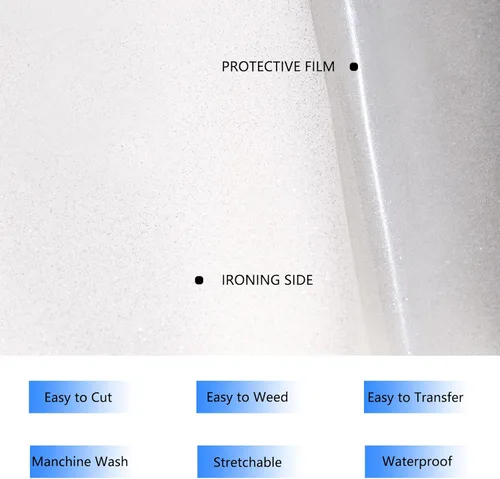 Vista 4 de HTVVETUR Glitter White Heat Transfer Vinyl - 12" x 9ft Iron on Vinyl HTV Vinyl for Shirts, Cameo - Easy to Cut & Weed for Heat Vinyl Design