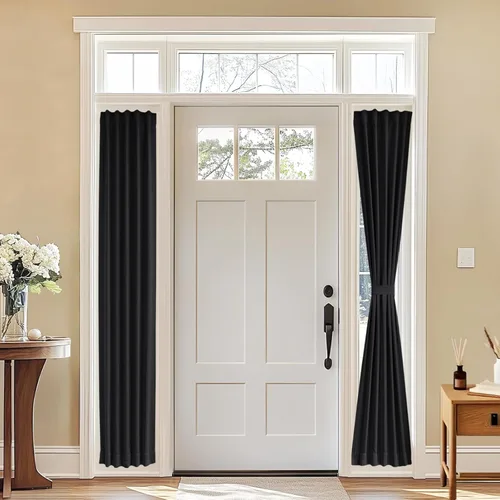 Vista 139 de Vatge - Cortinas laterales para ventana de puerta, cortinas para luz lateral de puerta frontal, 1 panel, 12 (ancho) x 72 (largo) pulgadas, aguamarina