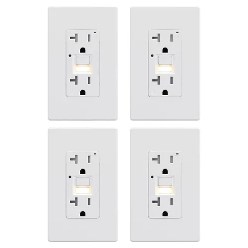 Vista 9 de AIDA - Salida GFCI de 15 amperios, enchufe eléctrico con luz nocturna de autoprueba, receptáculo resistente a manipulaciones con indicador LED