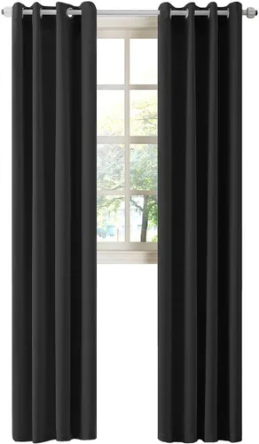 Vista 122 de LA PALMA Cortinas opacas con aislamiento térmico y ojales, para sala de estar, dormitorio, paquete de 2 paneles Rojo