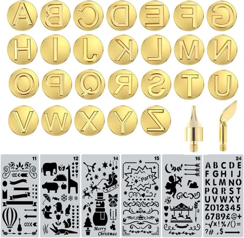 Letras de madera para quemar madera, letras mayúsculas y juego de personalización para madera y otras superficies (cobre)
