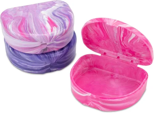 Vista 13 de Estuches de retención de ortodoncia de mármol Practicon, estuche alineador ortodóntico, soporte para protector bucal (paquete de 3) (Medianoche)