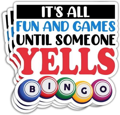 (3 pulgadas, 3 piezas) It's All Fun and Games Until Someone Yells Bingo Sticker Funny Bingo Games Sticker Sticker Gift Decor Planner Laptop Tablet