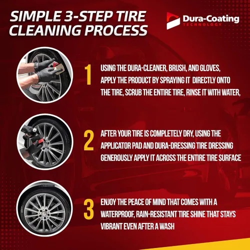 Vista 4 de DURA-COATING TECHNOLOGY, Kit de recarga de apósito para neumáticos, para neumáticos ya recubiertos con Dura-Dressing - Brillo para neumáticos