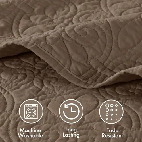 Vista 7 de Madison Park Juego de Colcha Reversible con Damasco Acolchado de Tamaño Grande, Colchas Rellenas de Algodón Queen Extragrande, Todas las Estaciones