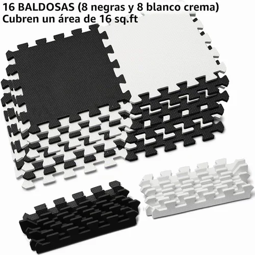 Vista 4 de DEAYOU Tapete de espuma entrelazado de 16 azulejos, 12 x 12 pulgadas, tapete de rompecabezas de espuma EVA con bordes, tapete protector suave de 0.4