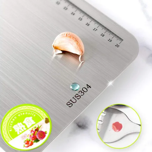 Vista 6 de Chopping Cutting Board Small Serving Tray,Stainless Steel Cutting Board for Kitchen Heavy Duty Chopping Board Butcher Block,46 * 30cm,24 * 14.8cm