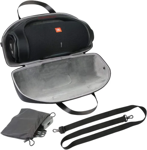 co2CREA Funda de viaje rígida de repuesto para JBL Boombox 2 Boombox 3 Altavoz Bluetooth portátil impermeable (negro + funda gris interior)