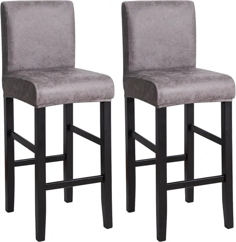 Vista 30 de FORCHEER Juego de 2 fundas negras para taburete de bar con respaldo, fundas de cuero para taburetes de bar con respaldo corto, extraíbles y lavables