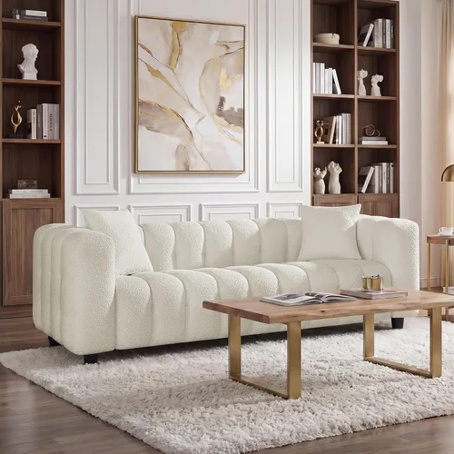 Vista 11 de VANOMi Sofá Loveseat Boucle Cloud de 89", Cómodo Sofá Boucle Tapizado de Asiento Profundo, Sofá Moderno de Mediados de Siglo para Sala de Estar