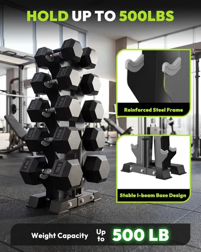 Vista 3 de HANDBODE Dumbbell Rack A Frame Weight Rack Stand Dumbbell Weight Storage for Home Gym, Space-Saving Weight Stand for Home Gym