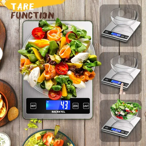 Vista 5 de Báscula digital de cocina ''Cooking Master' de 22 libras, la báscula de alimentos mide en gramos y onzas para cocinar y hornear, graduación precisa
