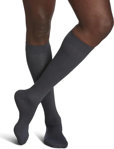 Vista 8 de SIGVARIS Calcetines altos de pantorrilla con punta cerrada de microfibra 820 para hombre 20-30mmHg, Negro