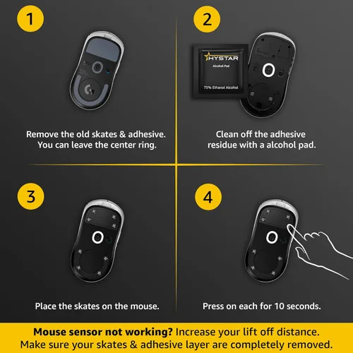 Vista 6 de Hystar® Aero Skates - Patines de ratón para alfombrilla de ratón, redondeados y pulidos (vidrio)