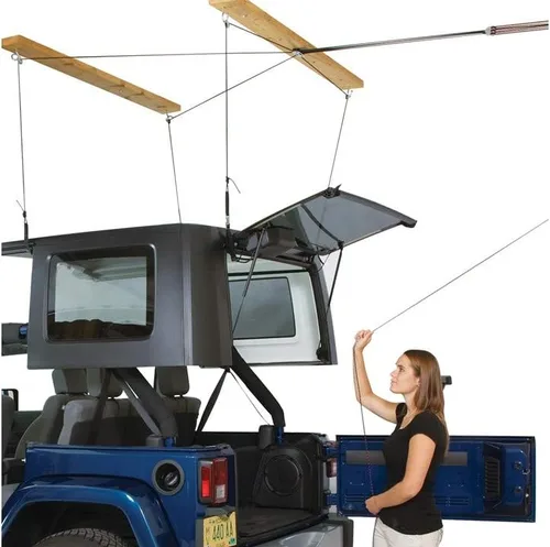 Vista 5 de Harken Polipasto de Almacenamiento Aéreo de Garaje de Techo Rígido para Jeep Wrangler y Gladiator Ventaja Mecánica 6:1