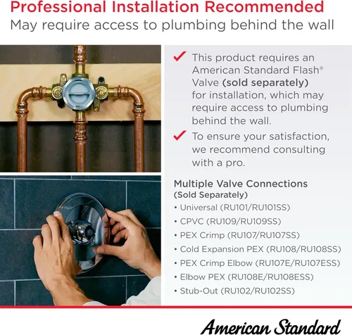 Vista 5 de American Standard TU105500.243 Studio S Kit de moldura solo válvula con cartucho, universal, negro mate