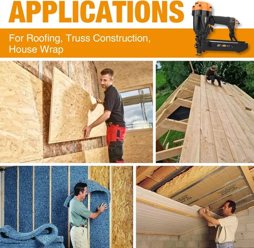 Vista 5 de Freeman PWCS50 - Grapadora neumática de corona de calibre 16 de 1 pulgada de ancho para grapas Freeman, DeWalt o Bostitch serie 16S2