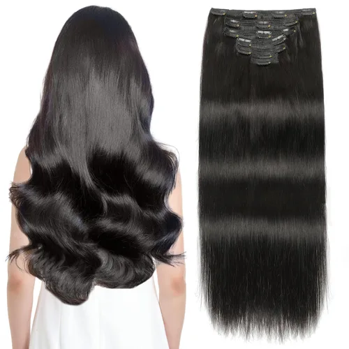 Vista 22 de Sisily - Extensiones de cabello con clip de cabello humano real, 30 cm 70 g, balayage de marrón chocolate a rubio, 100% cabello humano Remy