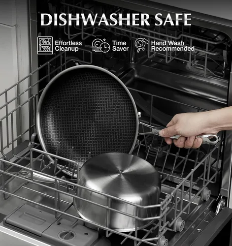 Vista 7 de KOCH SYSTEME CS Juego de cacerolas antiadherentes híbridas de acero inoxidable, juego de 6 piezas de cacerolas de acero inoxidable de triple capa