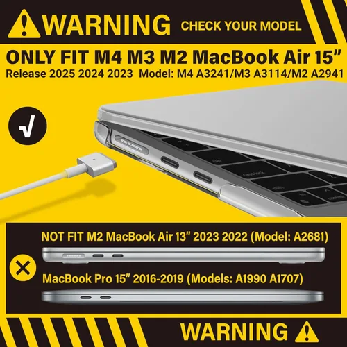 Vista 4 de IBENZER Compatible con MacBook Air 2025 2024 2023 de 15 pulgadas M4 A3241 M3 A3114 M2 A2941, funda rígida y cubierta de teclado y película